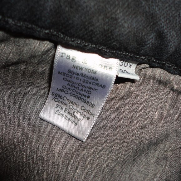 RAG & BONE Men's Fit 1 Skinny Black Denim Jeans Size 30x32 - Picture 10 of 10